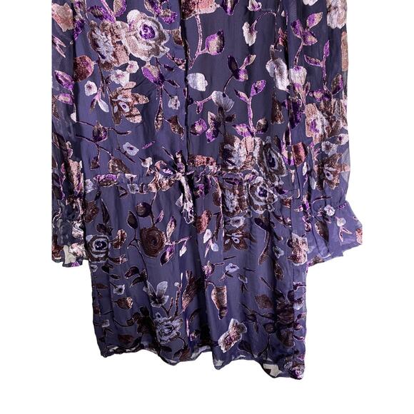 Carolina Belle Purple Floral Velvet Burnout Dress Size 8 Whimsigoth Moody Witchy - Picture 3 of 8